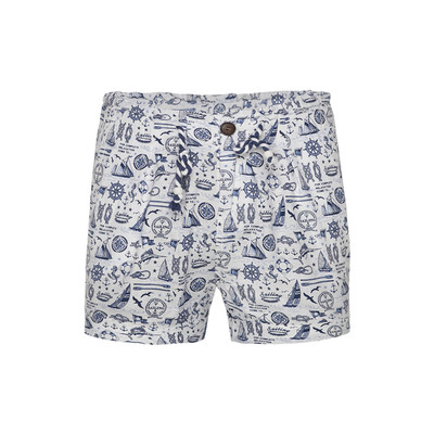 Σύντομα  γυναικεία σορτς  με μοτίβα σε δύο χρώματα μπλε και λευκό