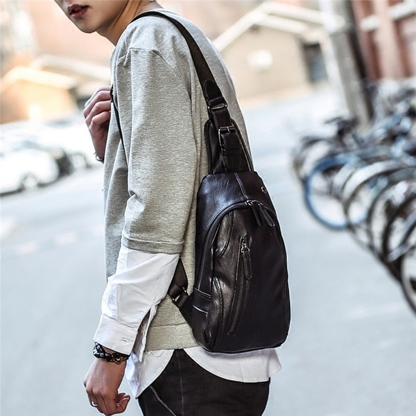 Kényelmes férfi bőrtáska három színben zsebekkel