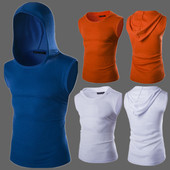 Ανδρικό αμάνικο σε διάφορα χρώματα με κουκούλα