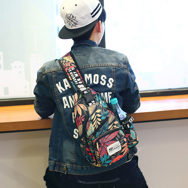 Hétköznapi férfi kis hátizsák három színben virágmintás zsebekkel