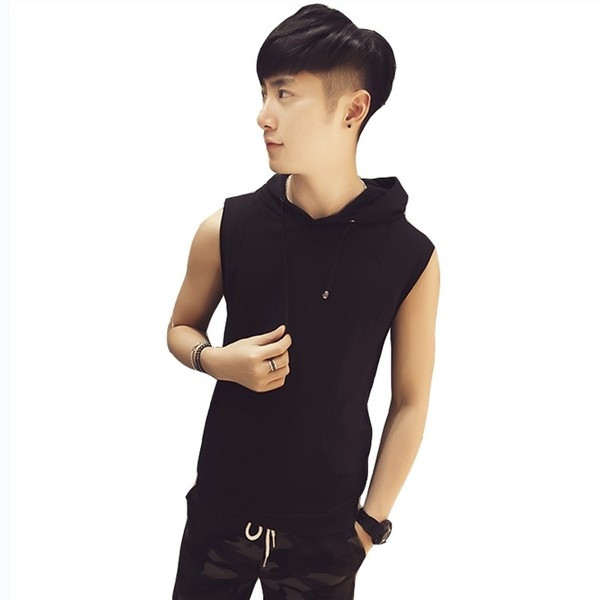 Letisztult férfi lezser felső két színben, kapucnival és elülső zsebbel