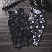 Modern férfi felső két színben csillagmintával