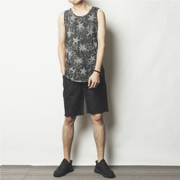 Modern férfi felső két színben csillagmintával