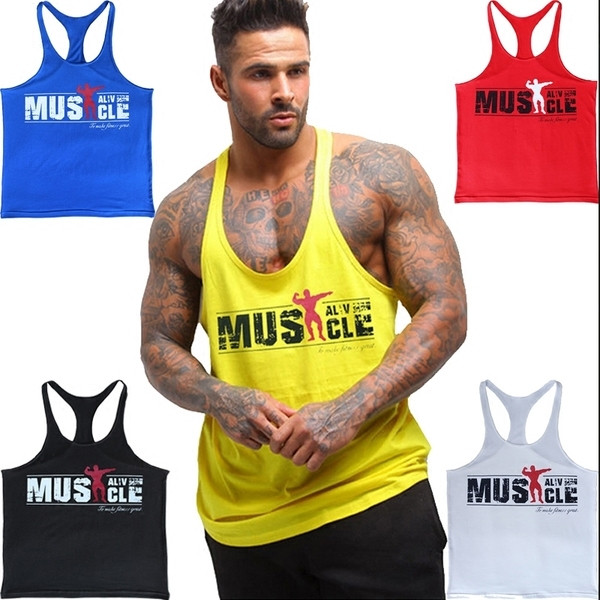 Мъжки потник широк модел в различни цветове с надпис