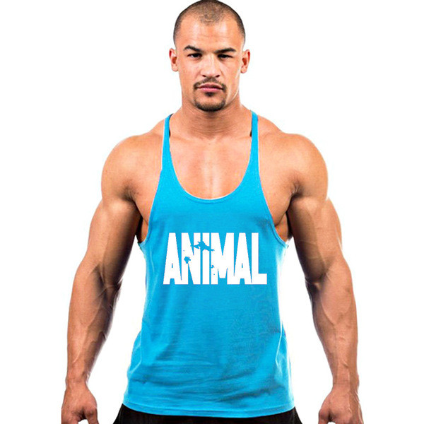 Мъжки небрежен потник с тънки презрамки в няколко цвята с надпис