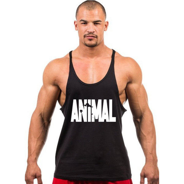 Мъжки небрежен потник с тънки презрамки в няколко цвята с надпис