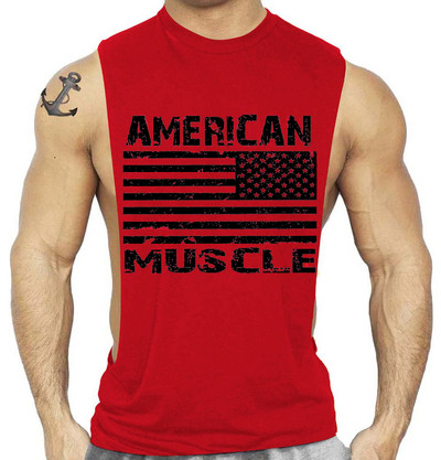 Sport férfi tank top széles modell felirattal