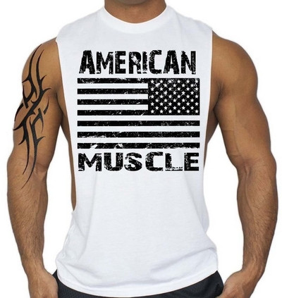 Sport férfi tank top széles modell felirattal