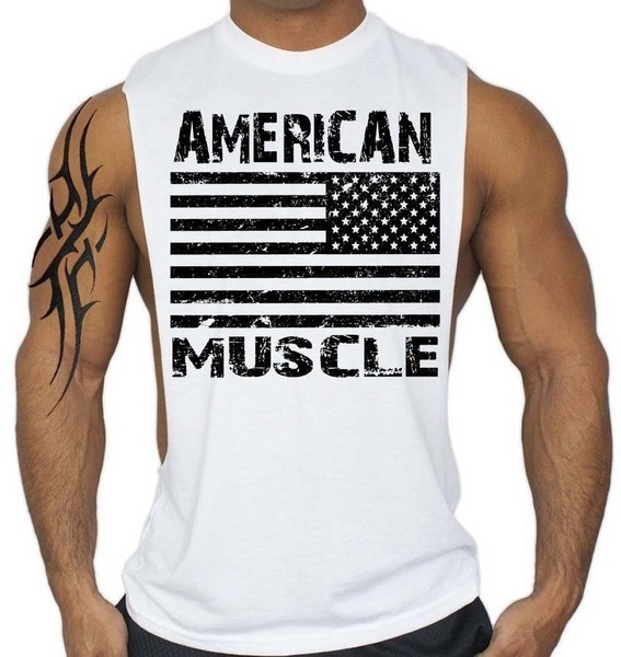 Sport férfi tank top széles modell felirattal