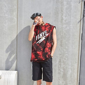 Férfi felső, széles modell kapucnival két színben felirattal