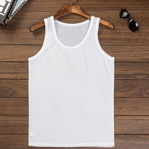 Mъжки мрежест потник в няколко цвята с О-образно деколте