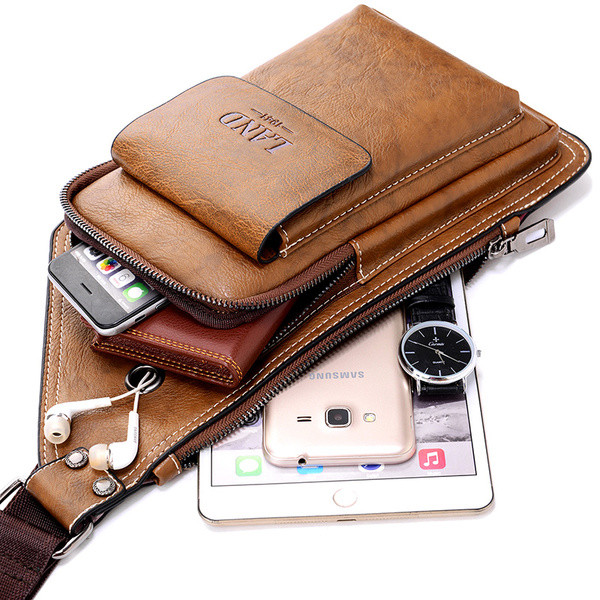 Geanta de barbati mica din piele ecologica cu buzunare in mai multe culori