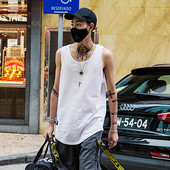 Hosszú tiszta férfi felső fekete-fehér színben