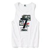 Fekete-fehér férfi felső, színes nyomattal