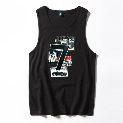 Fekete-fehér férfi felső, színes nyomattal