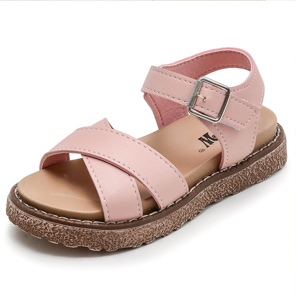 Детски сандали за момичета в бял и розов цвят