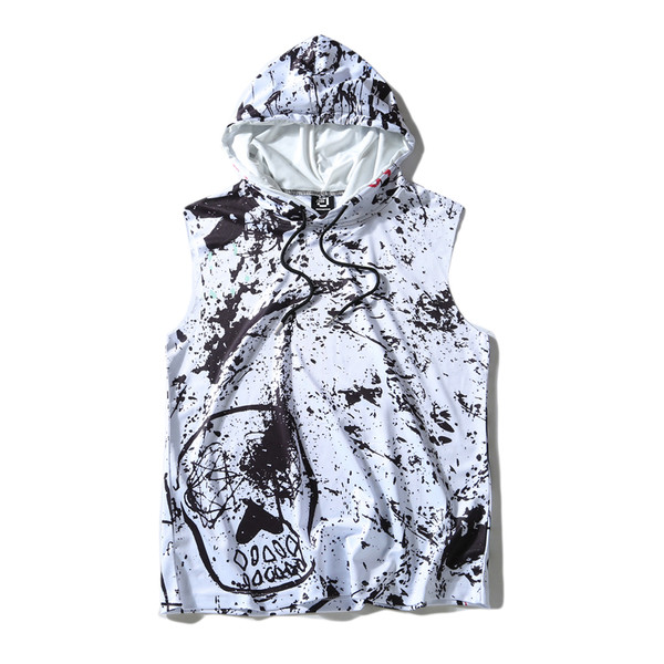 Különböző színű graffitivel díszített férfi felső, kapucnival