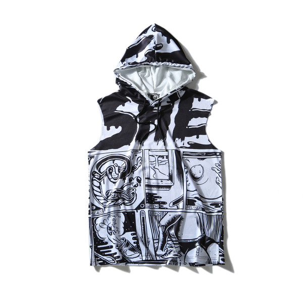 Különböző színű graffitivel díszített férfi felső, kapucnival
