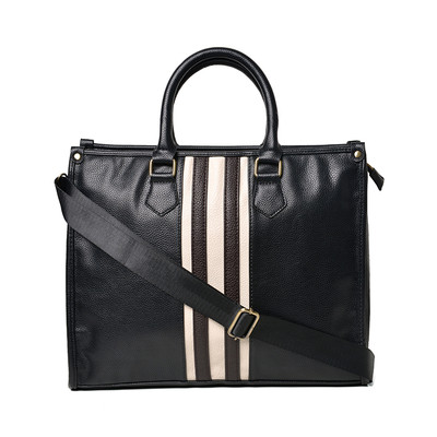 Επαγγελματική τσάντα για οικολογικό δέρμα  με μαύρο με άσπρη μπορντούρα