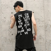 Férfi lezser hosszú nadrág felső fekete-fehér színben, hátoldalán felirattal