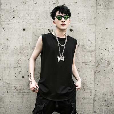 Férfi lezser hosszú nadrág felső fekete-fehér színben, hátoldalán felirattal