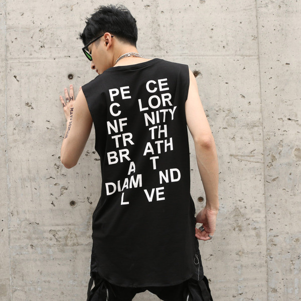 Férfi lezser hosszú nadrág felső fekete-fehér színben, hátoldalán felirattal