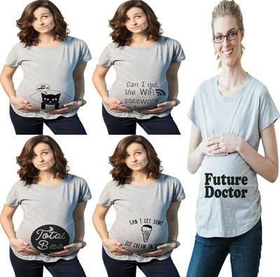 T-shirt σε διάφορα χρώματα για έγκυες γυναίκες με επιγραφή και εκτύπωση