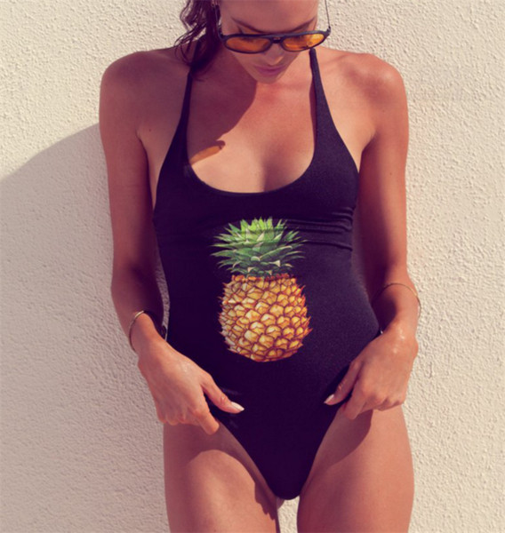 Costum de baie complet pentru femei alb-negru cu imprimeu ananas