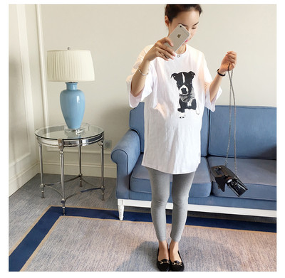 Tricou de dama pentru gravide in alb cu imprimeu