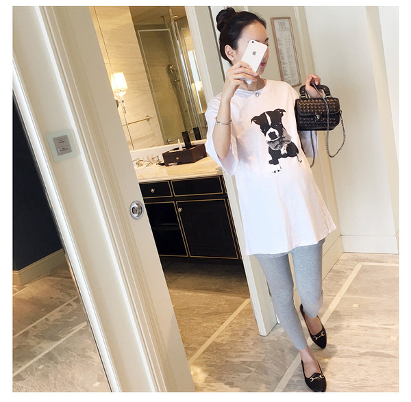 Tricou de dama pentru gravide in alb cu imprimeu