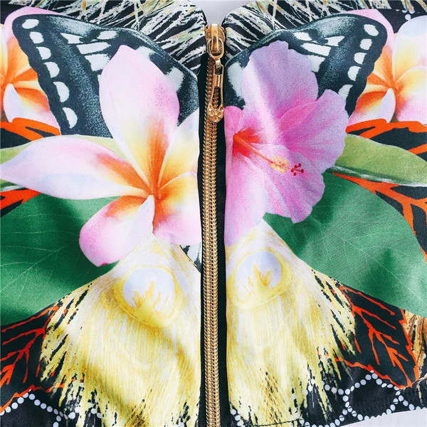 Costum de baie de damă în două părți - bikini cu talie înaltă și bridget cu imprimeu