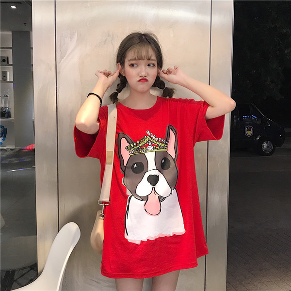 Tricou dama vara pentru gravide model larg in doua culori cu imprimeu