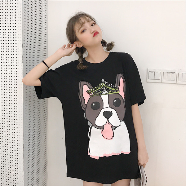 Tricou dama vara pentru gravide model larg in doua culori cu imprimeu