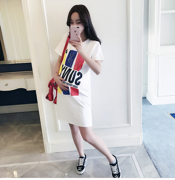 Rochie de dama de vara pentru gravide in mai multe culori cu imprimeu