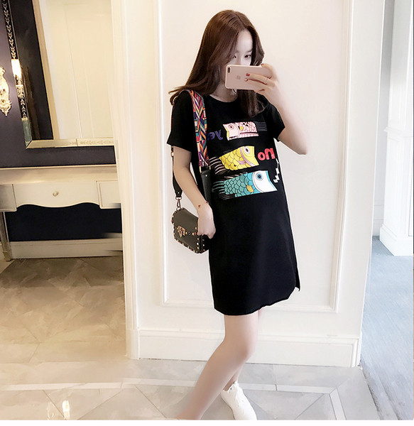 Rochie de dama de vara pentru gravide in mai multe culori cu imprimeu