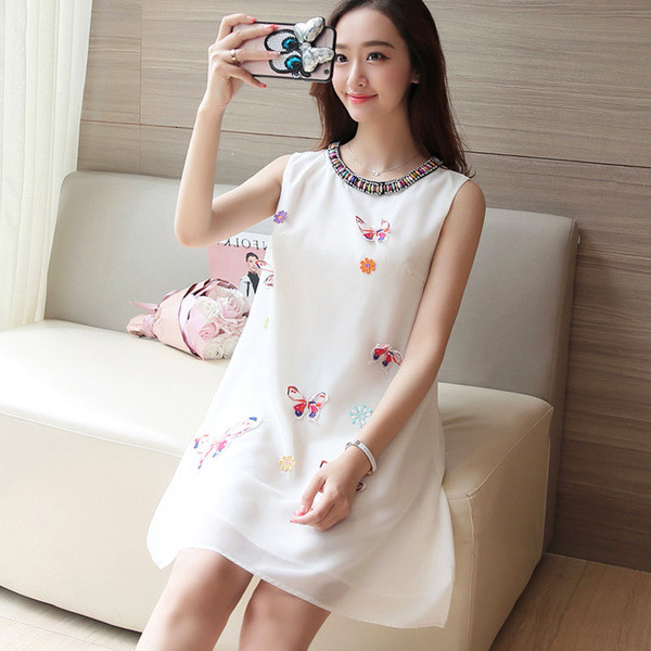 Rochie de vara dama potrivita pentru gravide in doua culori cu broderie 3D