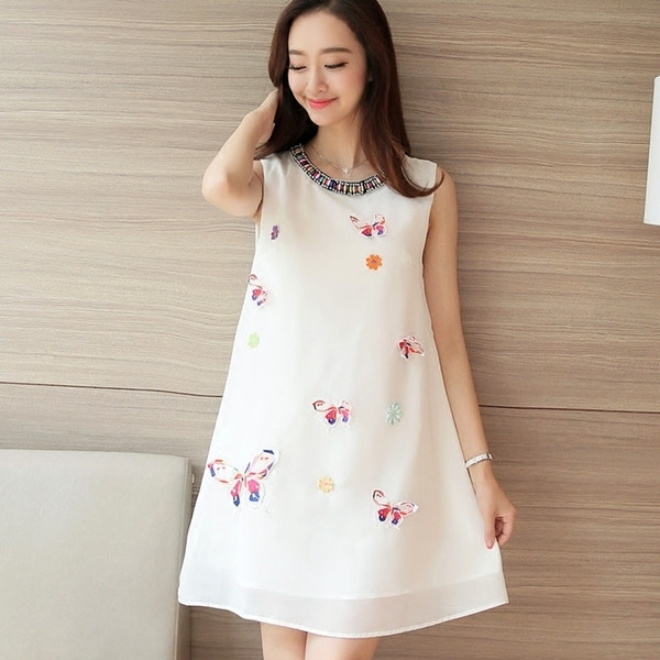 Rochie de vara dama potrivita pentru gravide in doua culori cu broderie 3D