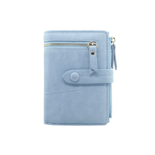 Portofel de dama cu nasture si fermoar si compartiment pentru monede