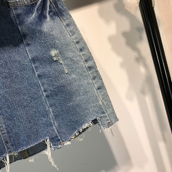 Fusta de dama din denim cu lungime asimetrica