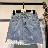 Fusta de dama eleganta din denim cu dantela