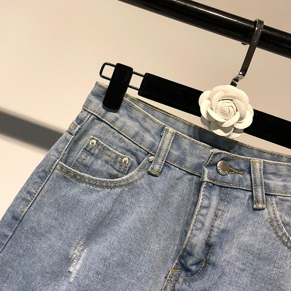 Fusta de dama eleganta din denim cu dantela