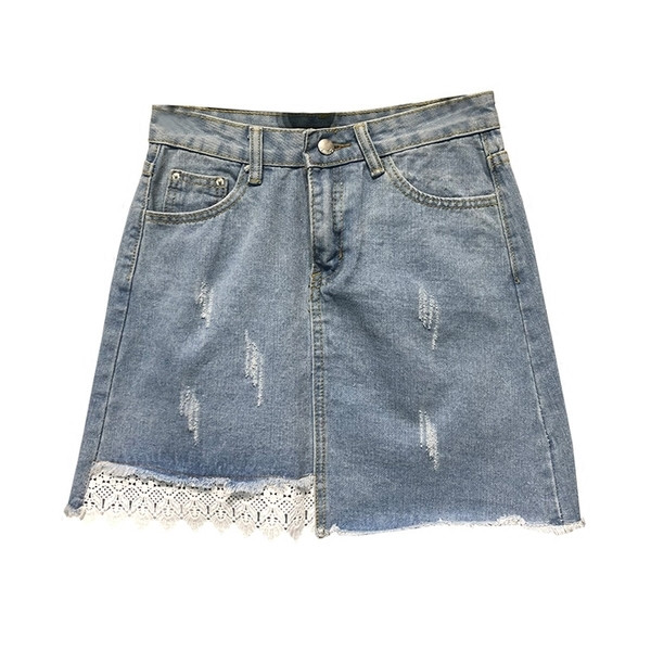 Fusta de dama eleganta din denim cu dantela