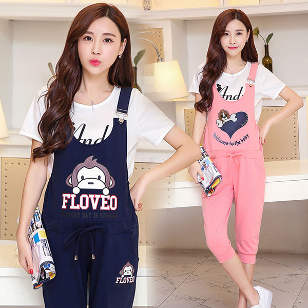 Γυναικεία σαλοπέτα για έγκυες γυναίκες μήκους 7/8 σε διάφορα χρώματα με εκτύπωση