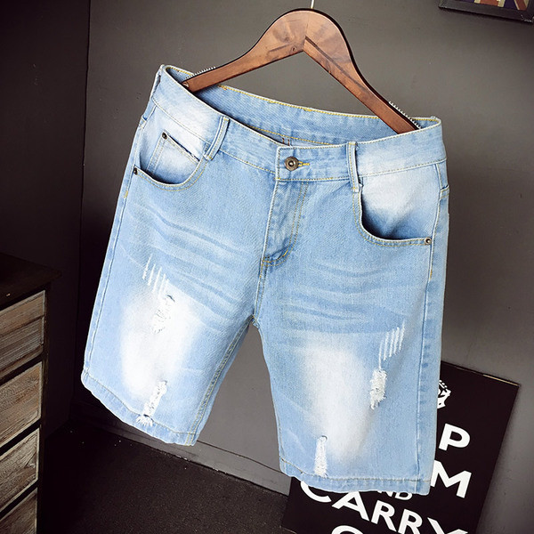 Blugi de bărbați cu motive rupte de culoare deschisă