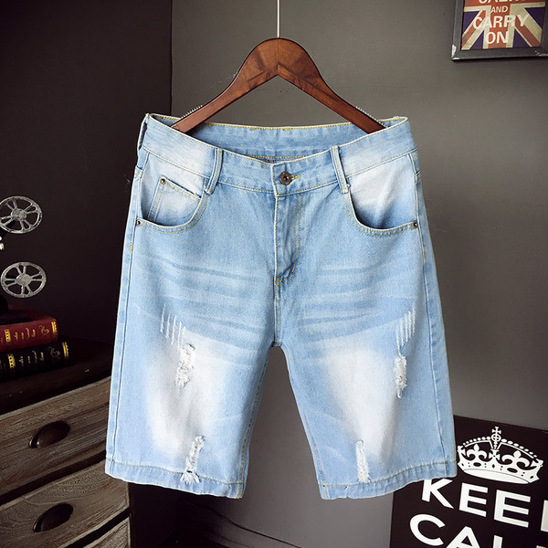 Blugi de bărbați cu motive rupte de culoare deschisă