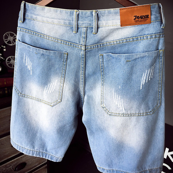 Blugi de bărbați cu motive rupte de culoare deschisă