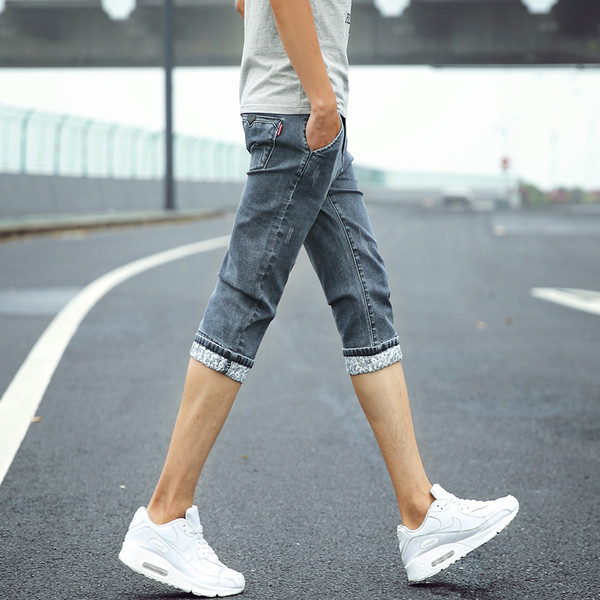 Blugi scurti casual pentru bărbați 7/8 de culoare închisă