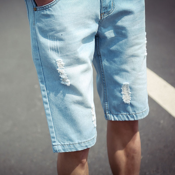 Blugi 3/4 pentru bărbați de vară cu motive rupte