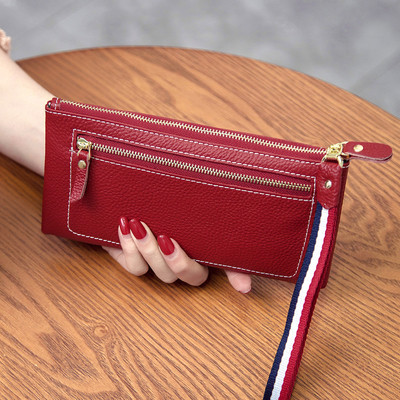 Geantă poșetă lungă cu fermoare din piele ecologică în mai multe culori