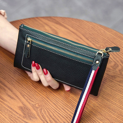 Geantă poșetă lungă cu fermoare din piele ecologică în mai multe culori